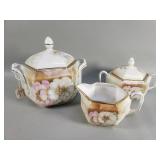 3 pc. vintage Prov Saxe porcelain cream, sugar,