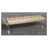 Vintage acrylic tufted upholstered bench