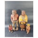 Folkart hand-carved wood caricature figurines