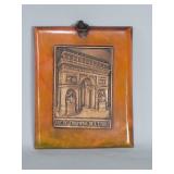 Vintage bronze "Arc of Triumph" plaque mounted