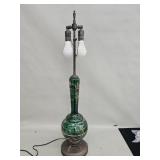 Vintage emerald green glass and brass