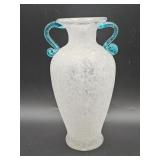 Vintage hand-blown scavo art glass vase with a