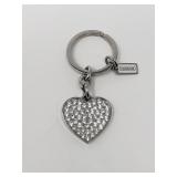 Coach pave crystal heart keychain
