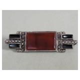 Art Deco sterling silver, carnelian, onyx and