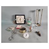 ArtDeco wall clock, vintage playing cards,
