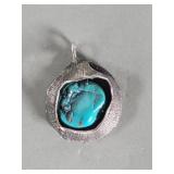 Vintage Modernist style silver and turquoise