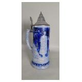 Antique German stoneware and pewter beer stien