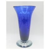 Vintage hand-blown cobalt blue art glass vase