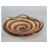 Mid century hand blown glass bowl featuring a