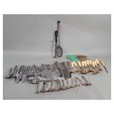 Group of brass, stainless steel, silver plate