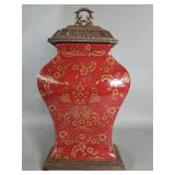 Contemporary ceramic and brass urn
