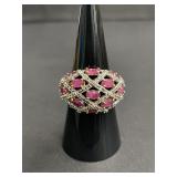 Vermeil sterling silver ring with multi-stone