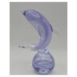 Vintage hand-blown neodymium art glass dolphin