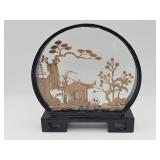 Vintage Chinese hand-carved cork diorama in
