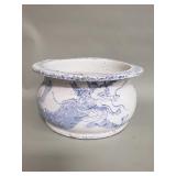 Vintage blue and white Asian pottery planter