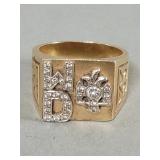 Vintage 14k gold and diamond fraternity ring