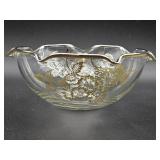 Vintage silver-overlay clear glass bowl with