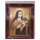 Vintage Saint Thï¿½rï¿½se of Lisieux lithograph on tin
