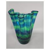 Mid century hand blown art glass handkerchief