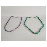 Vintage malachite and amethyst beaded necklaces
