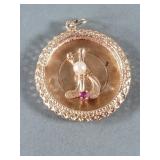 14k gold pendant adorned with faux pearl and