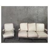 Art Deco-style fault leather and chrome sofa
