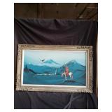 Signed BlackHorse oil on board