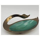 Vintage brass swan-form trinket dish with