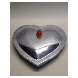 Art Deco heart-shaped lidded candy dish with
