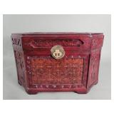 Vintage Asian wood and rattan keepsake box