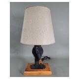 Vintage metal and wood hand drill table lamp