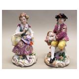 Pair of vintage Chelsea porcelain figurines