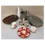 Group of porcelain and ceramic plates, trays,