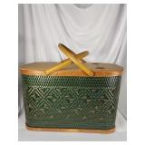 Vintage Hawkeye woven wicker picnic basket