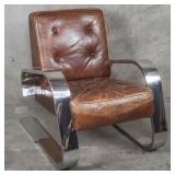 Art Deco chrome and leather club chair