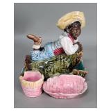 Antique Victorian Majolica figural cigarette