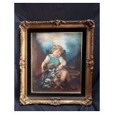 Oil painting on canvas portrait of a girl with a