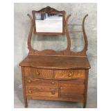 Antique tiger oak wash stand