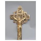 Vintage gold tone spelter crucifix