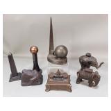 Group of vintage metal pieces, bank, trinket b