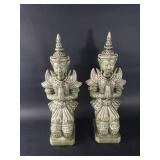 Pair of ceramic thai teppanom kneeling deity