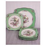 Vintage Crown Ducal England parrot plates