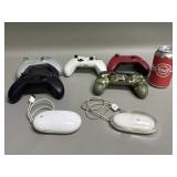 Group of Xbox one controllers, PlayStation