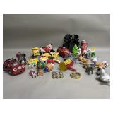 Group of toys and key chains