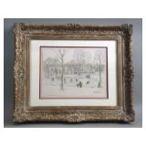 Signed W.H.S. Jr. pastel landscape drawing