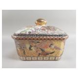 Vintage Chinese Satsuma style porcelain lidded box