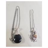 Sterling silver pendant necklaces one with onyx
