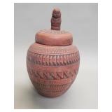 Vintage signed Navajo etched terracotta jar
