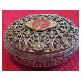 Vintage silver tone on gold wash filigree
