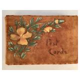 Antique hand-painted suede postcard